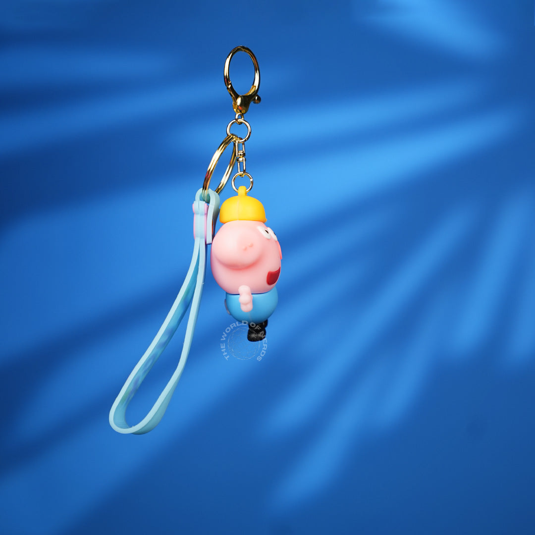 Blue Peppa Pig Character Strap Keychain