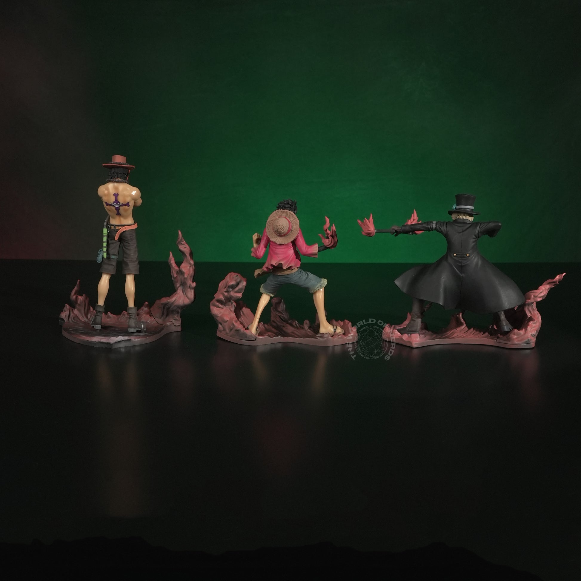 One Piece 3-Piece Action Figure Set – Luffy, Ace & Sabo Anime Collectibles with Effect Bases - The World Of Nerds