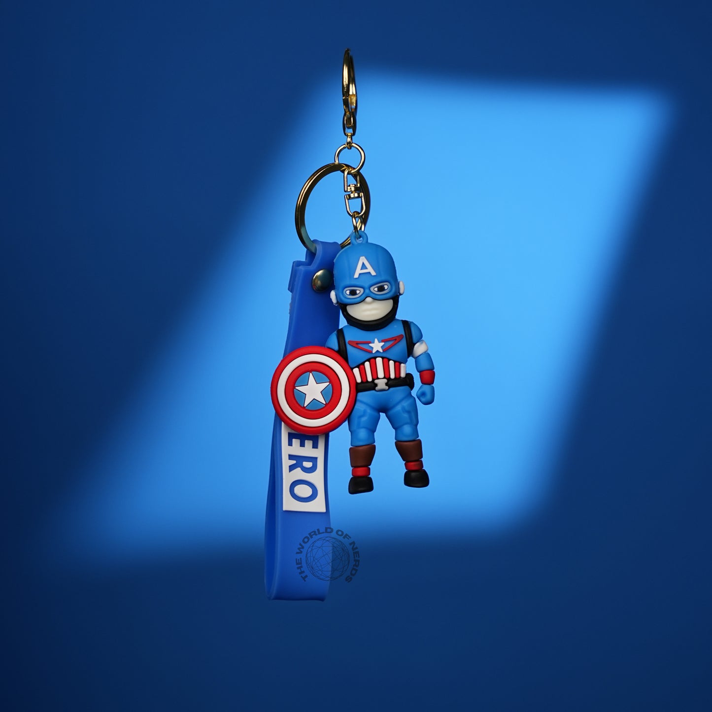 Captain America Chibi 3D Rubber Keychain with “Hero” Strap - The World Of Nerds