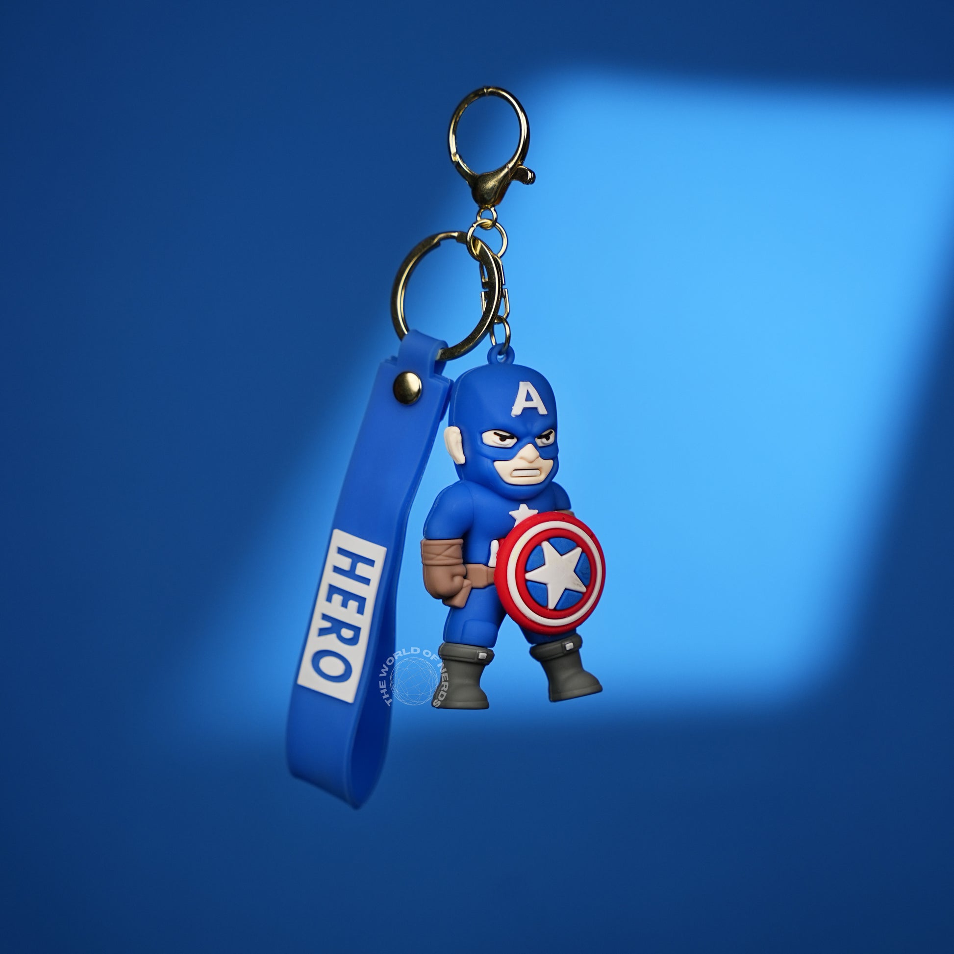 Captain America Classic Chibi 3D Rubber Keychain with “Hero” Strap - The World Of Nerds