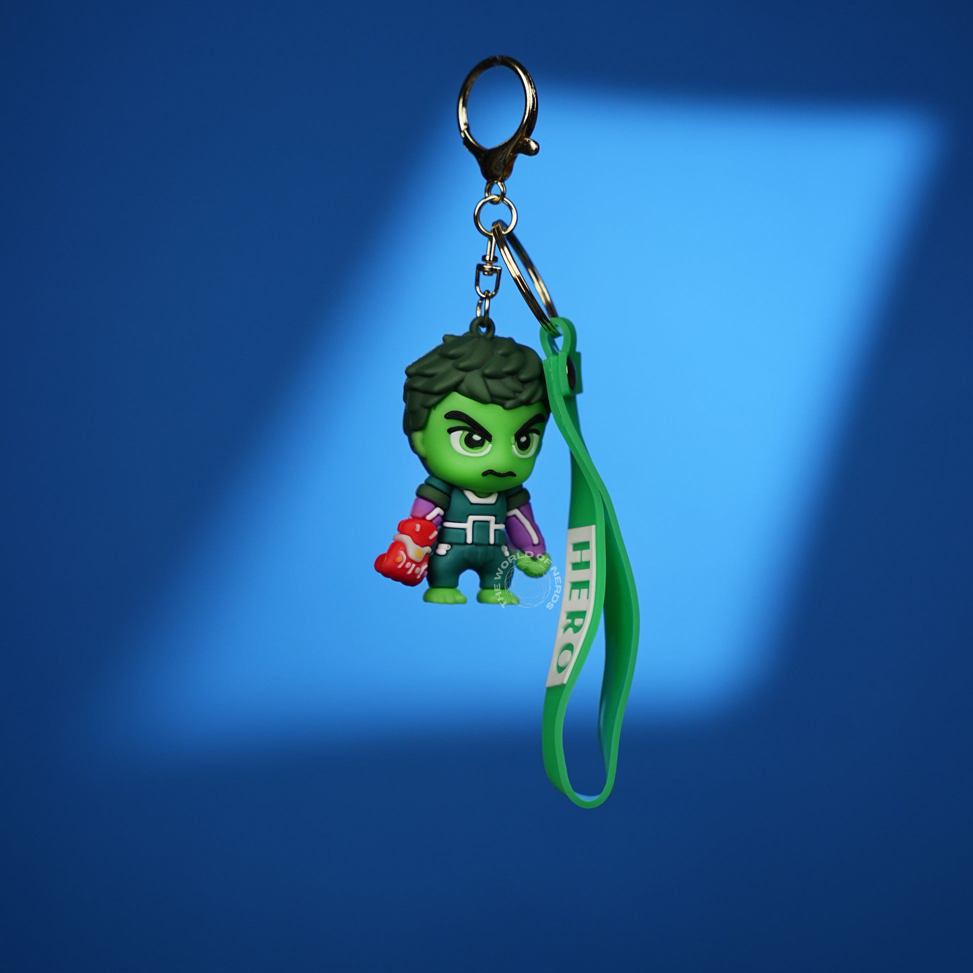 Hulk Hero Chibi 3D Rubber Keychain with “HERO” Strap - The World Of Nerds