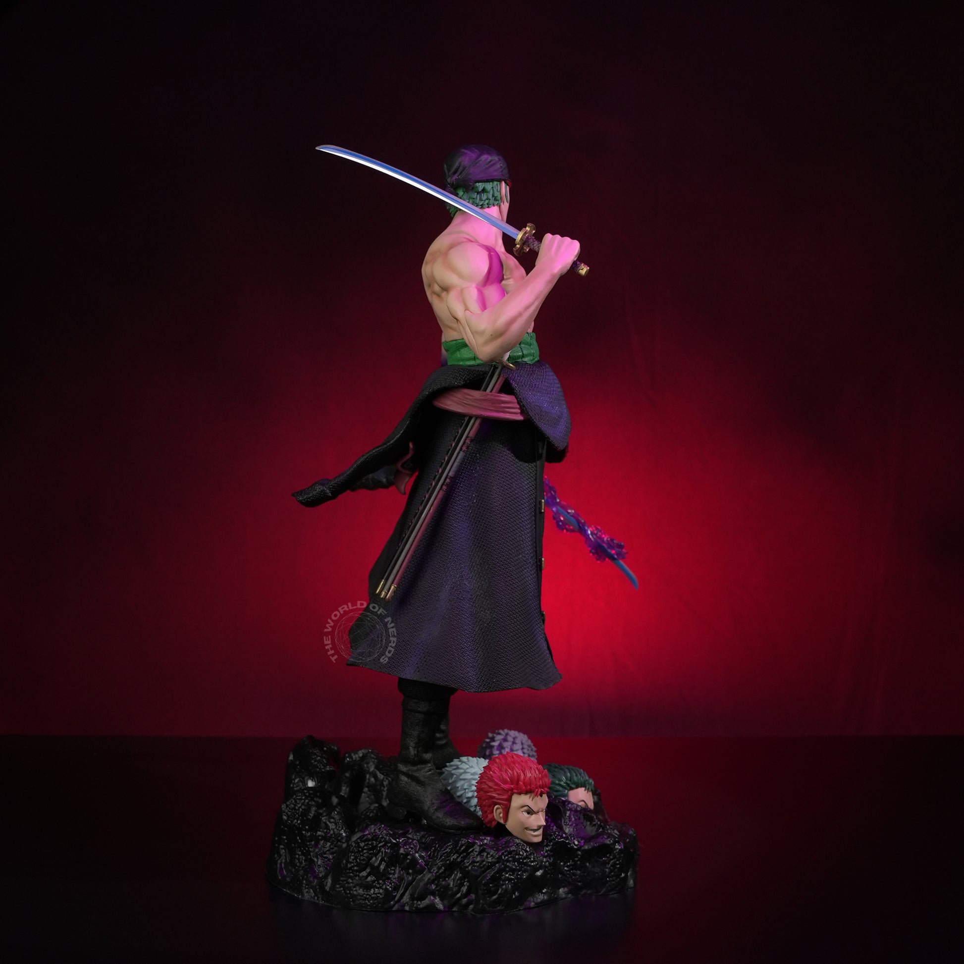 Roronoa Zoro Multi-Head Action Figure 50cm – One Piece Premium Anime Collectible with Diorama Base - The World Of Nerds
