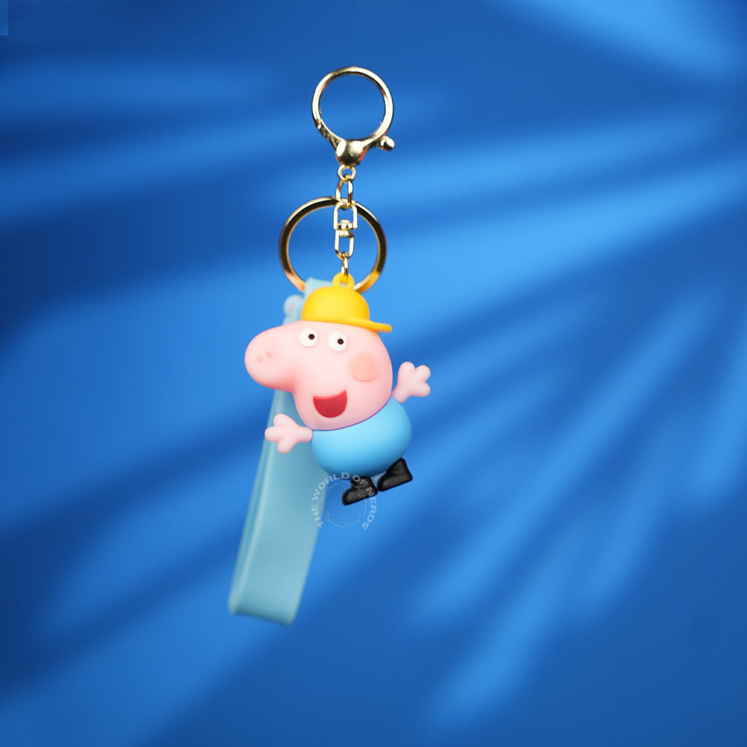 Blue Peppa Pig Character Strap Keychain