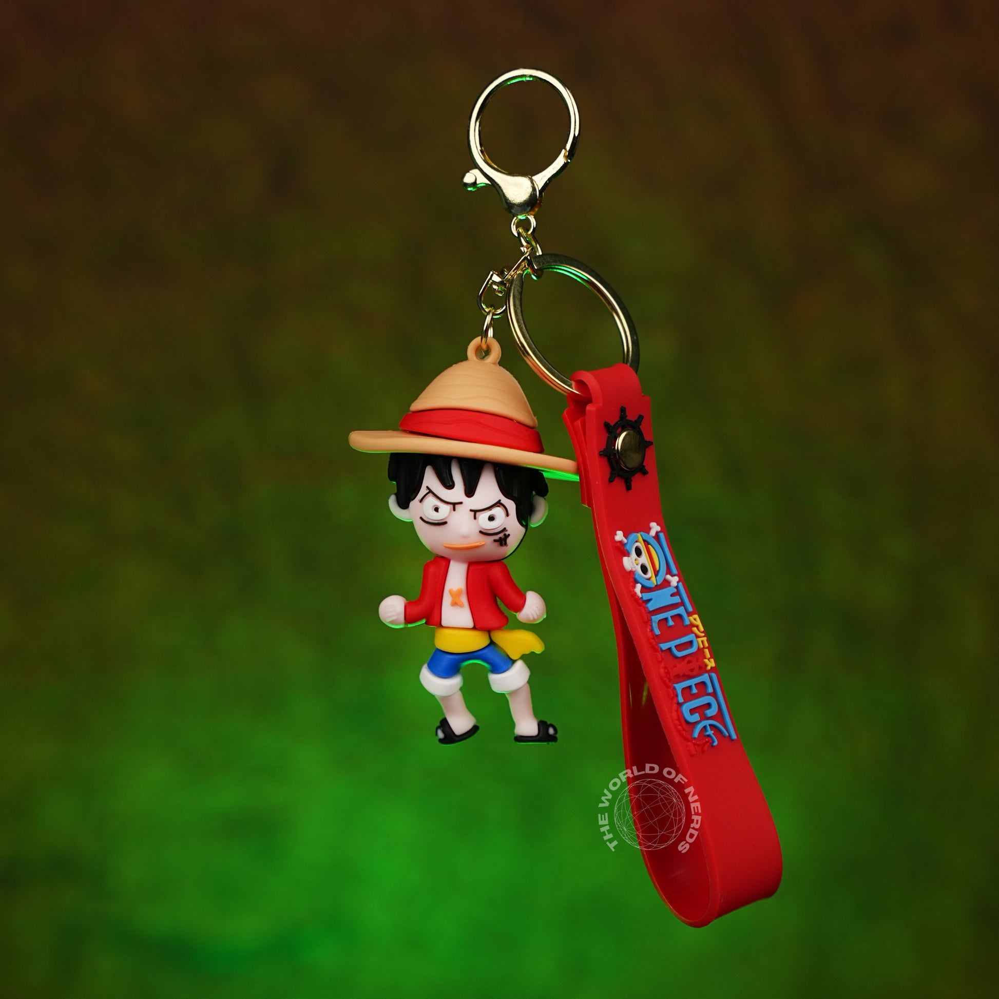 One Piece Monkey D. Luffy Straw Hat Chibi 3D Rubber Keychain - The World Of Nerds