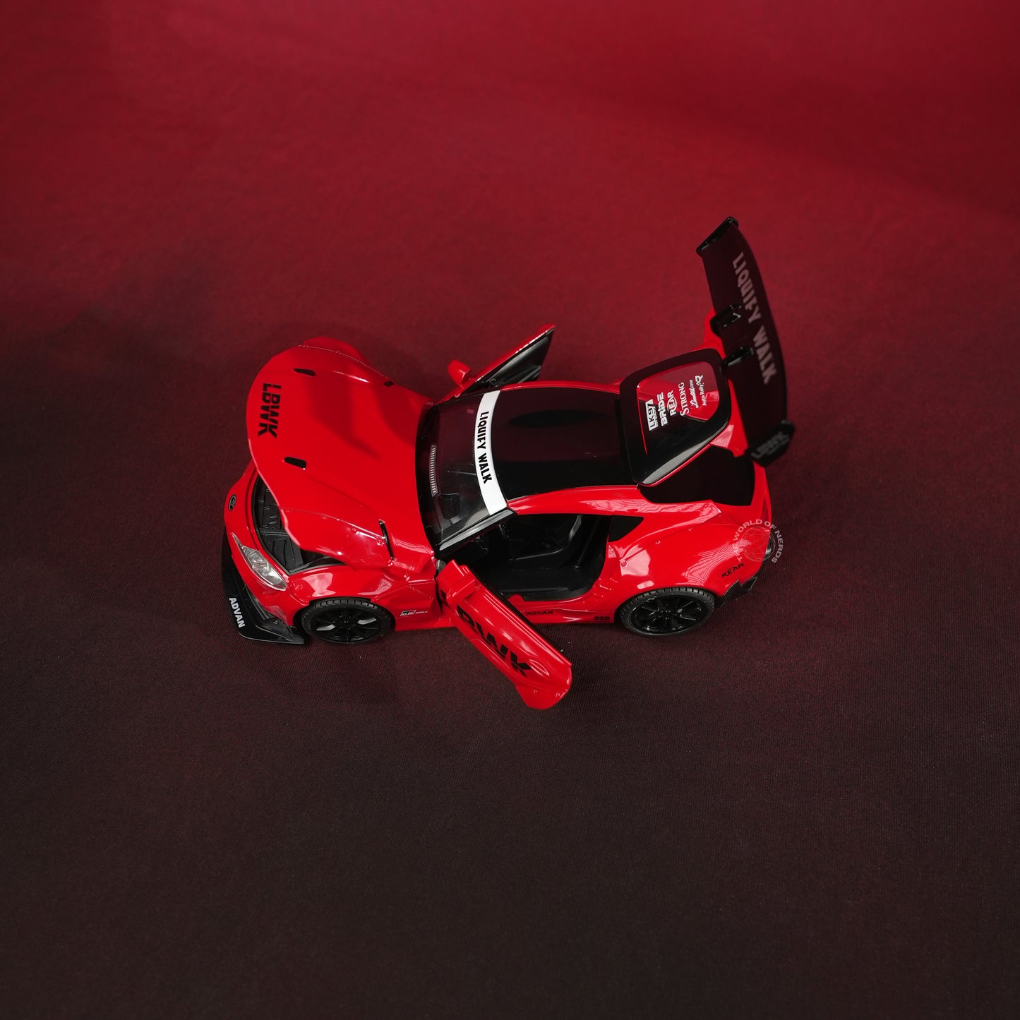 Toyota Supra LBWK Red Model Car - 1:22 Scale Diecast
