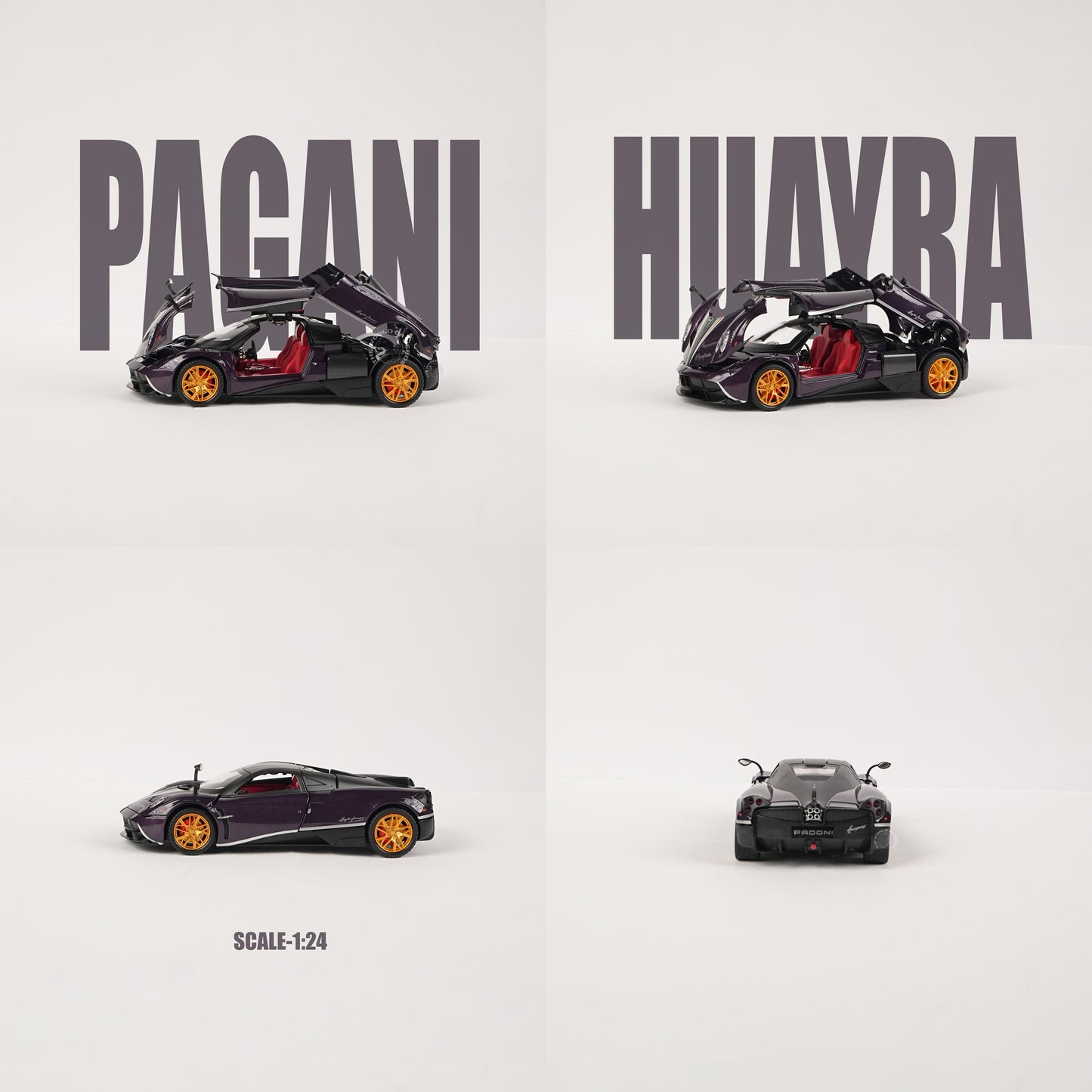 Pagani Huayra Dark Purple Die-Cast Model with Opening Doors