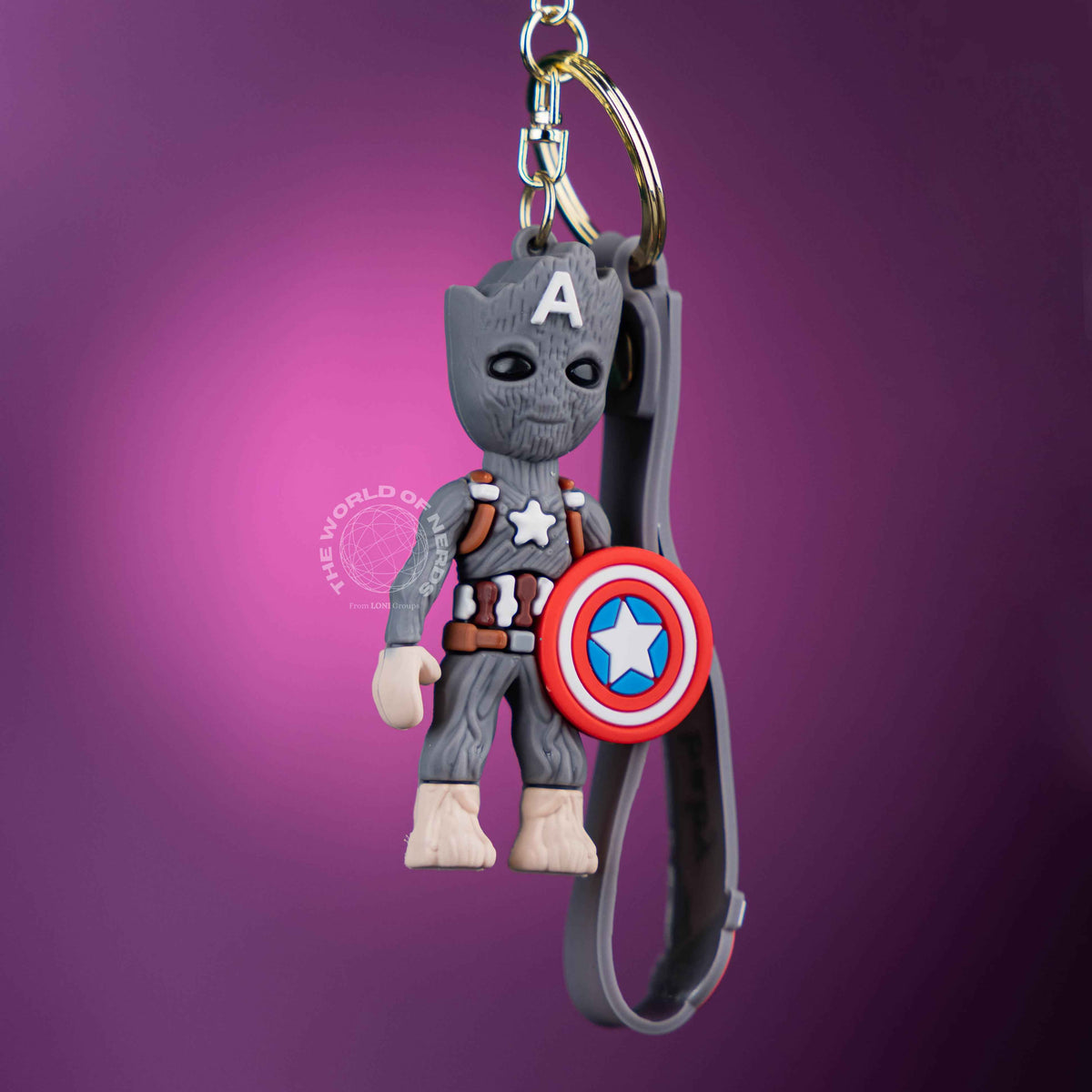 GROOT AS CAPTAIN AMERICA KEYCHAIN – The World Of Nerds