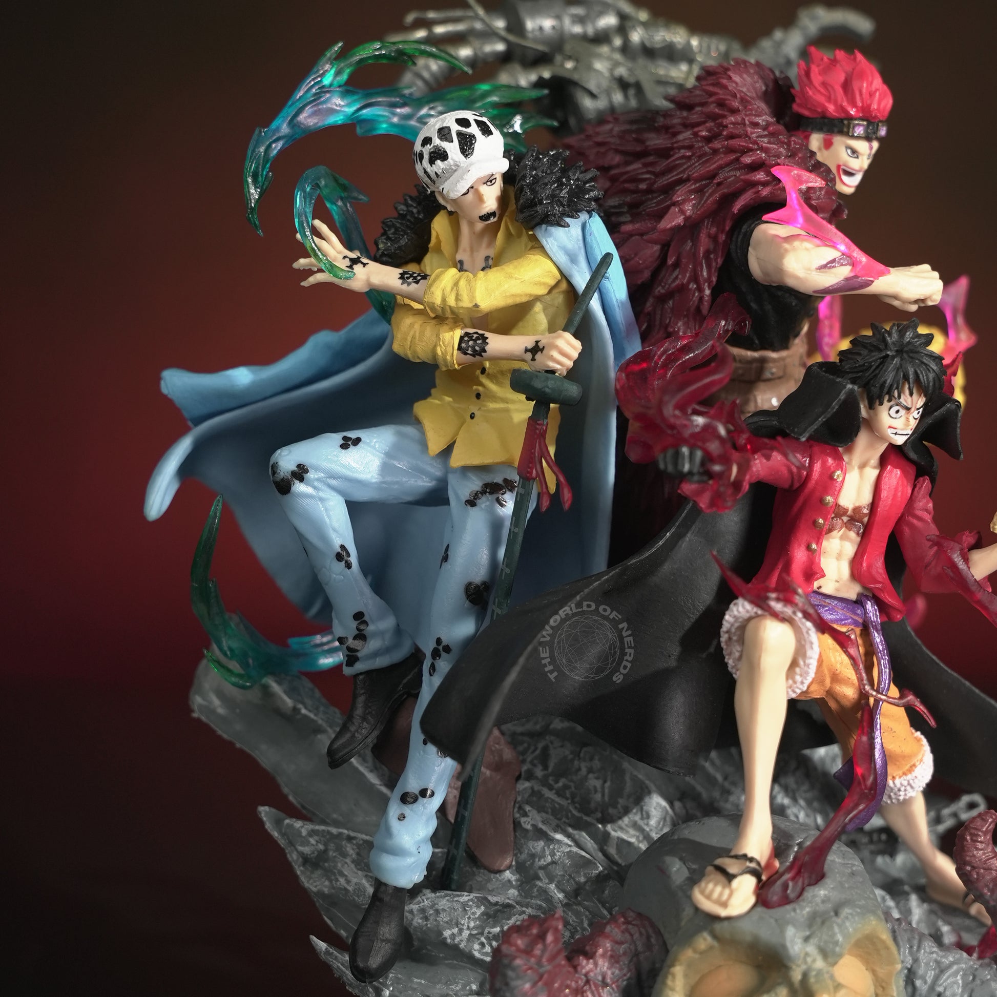 One Piece Brotherhood Action Figure Set – Luffy, Ace & Law 18cm Anime Collectible with Display Base - The World Of Nerds