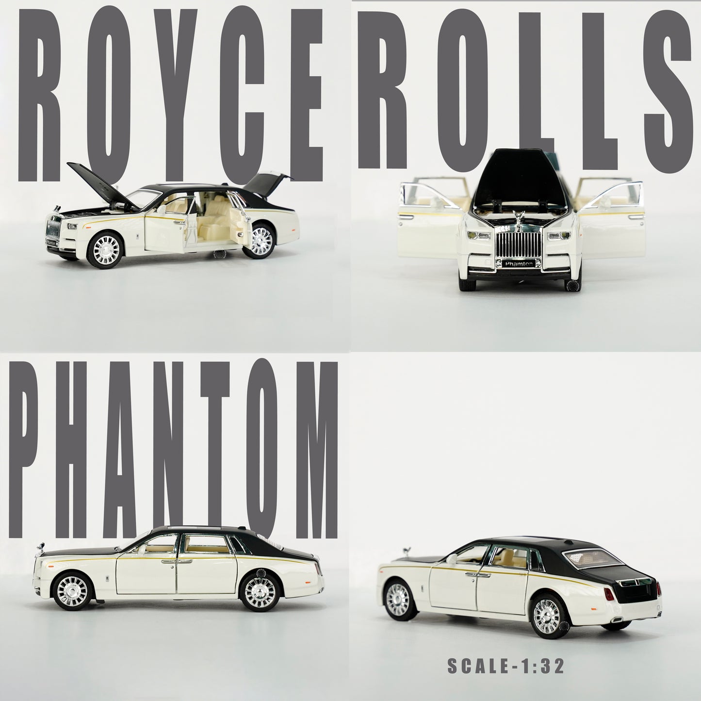 WHITE & BLACK-ROLLS ROYCE PHANTOM SCALE - 1:32