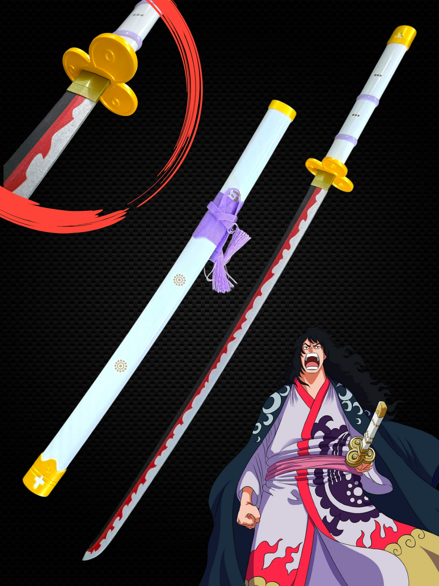 Kozuki Oden Wooden Katana - Authentic White Enma Samurai Sword