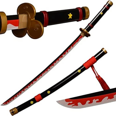 Zoro Black Enma Wooden Katana - Authentic Japanese Sword Replica - 2
