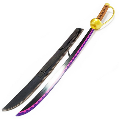 Gold Roger's Ace Katana - Premium Wooden Collectible with Leather Pouch for Avid Fans