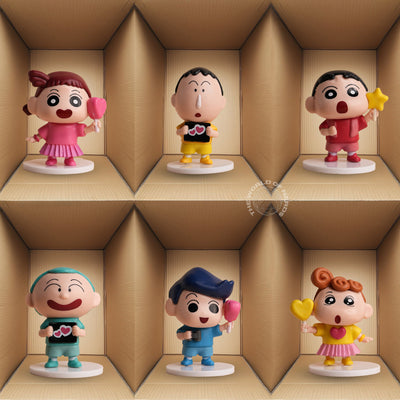 Crayon Shin-chan Figurine Set – Pack of 6 Cute Cartoon Characters